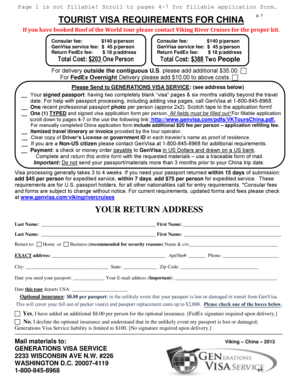 China Tourist Visa Application Form