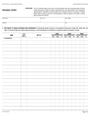 California Personnel Report Form