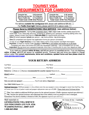 Cambodia Tourist Visa Application