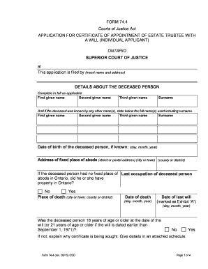 Ontario Estate Trustee Application Form
