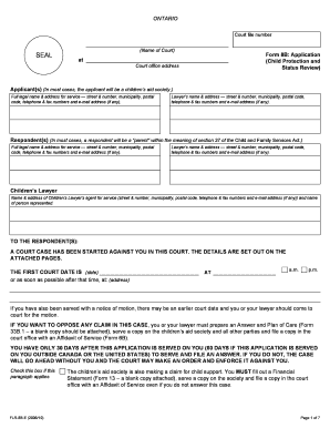 Ontario Child Protection Application Form 8B