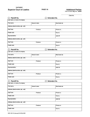 Ontario Superior Court of Justice Form 1A