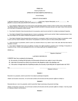 Affidavit of Documents (Individual)