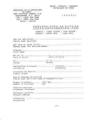 Democratic Congo Tourist Visa Application