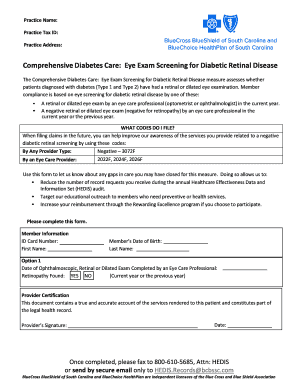 Diabetic Retinal Disease Eye Exam Form