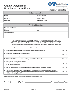 Chantix Prior Authorization Form