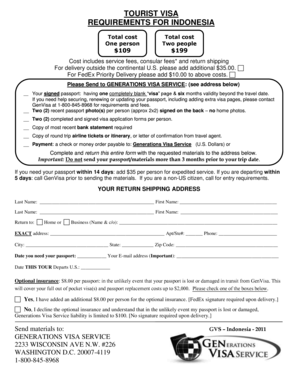 Indonesia Tourist Visa Application