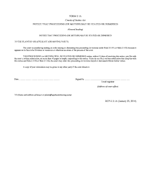 Notice of Stay or Dismissal of Proceeding