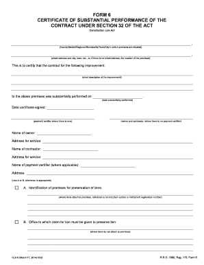 Certificate of Substantial Performance