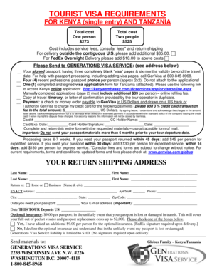 Kenya and Tanzania Tourist Visa Application