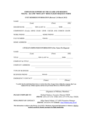 Employer Support Guard Reserve Flight Request Form