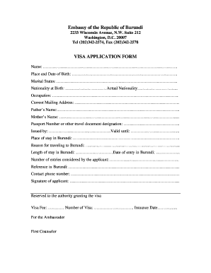 Burundi Visa Application Form