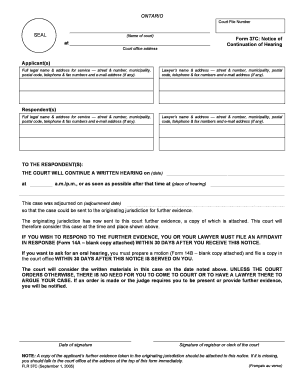 Ontario Form 37C: Notice of Continuation of Hearing