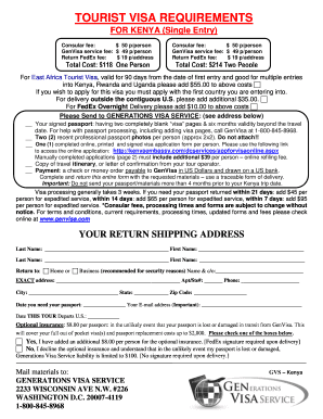 Kenya Tourist Visa Application Form
