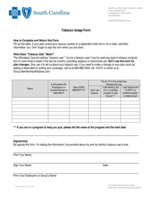 Tobacco Usage Form