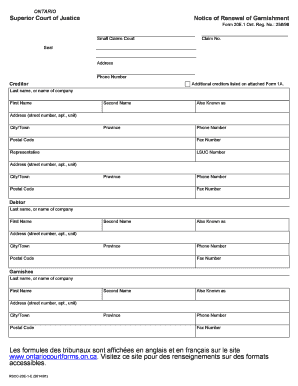 Ontario Notice of Renewal of Garnishment