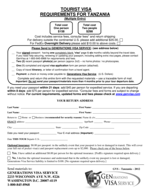 Tanzania Tourist Visa Application
