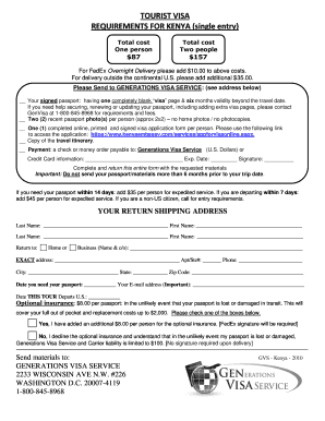 Kenya Tourist Visa Application Form