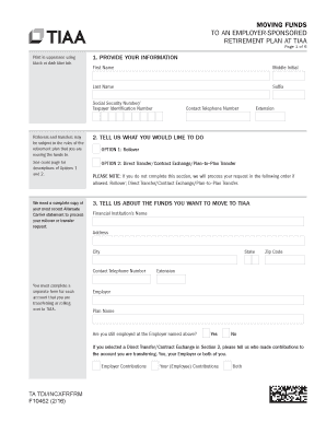 TIAA Employer-Sponsored Retirement Plan Fund Transfer Form