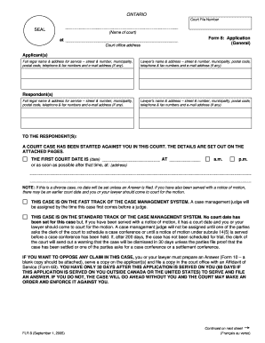 Ontario Form 8: Application for Court Case
