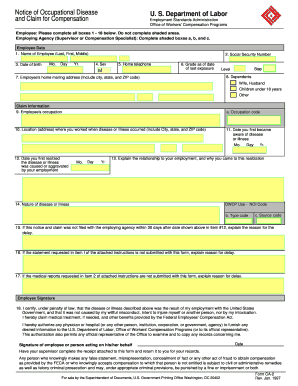 Notice of Occupational Disease and Claim for Compensation