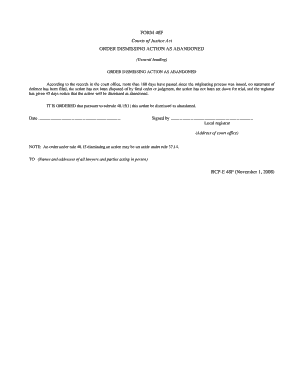 Order Dismissing Action as Abandoned