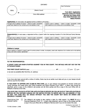 Ontario Form 8B.2: Application for Child and Family Services