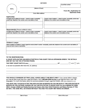 Form 34L Application for Openness Order