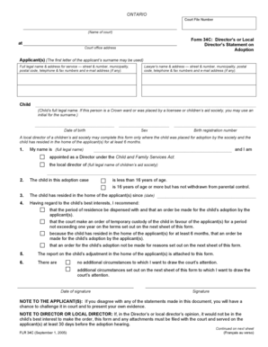 Ontario Director's Statement on Adoption