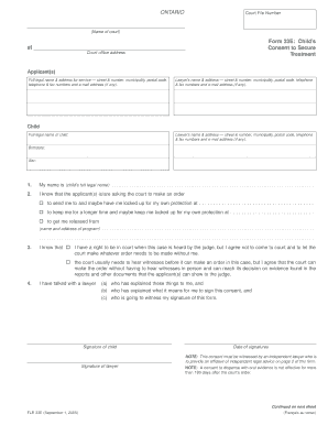 Child’s Consent to Secure Treatment Form