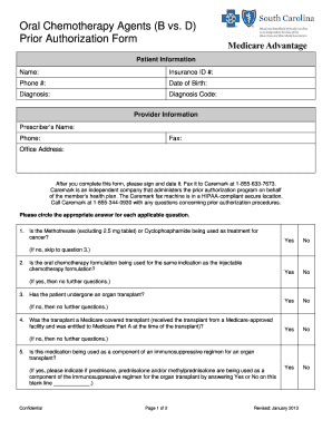 Oral Chemotherapy Agents Prior Authorization Form
