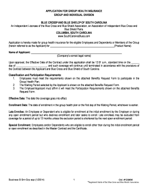 Application for Group Health Insurance