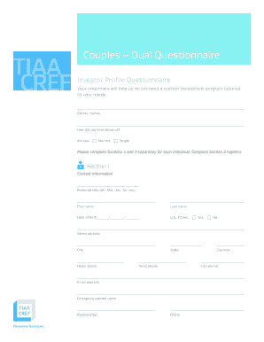 Couples Dual Investment Profile Questionnaire