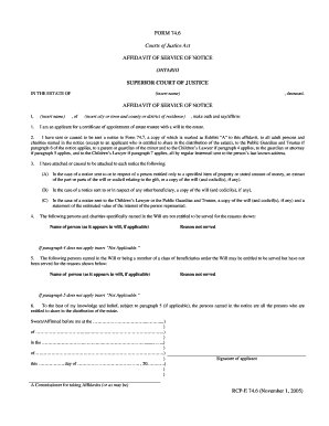Affidavit of Service of Notice Form 74.6