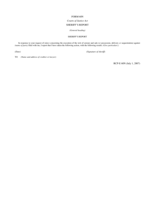 Sheriff's Report Form 60N