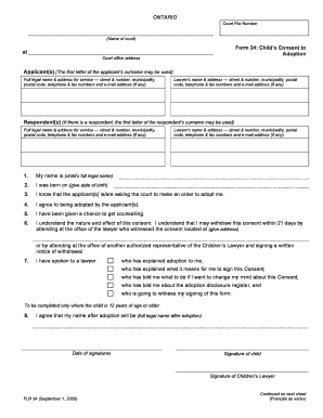 Child's Consent to Adoption Form