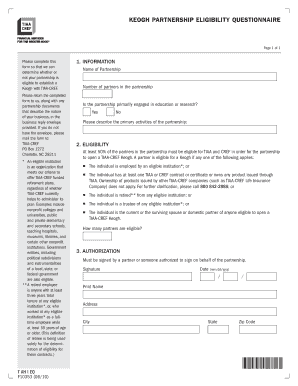 Keogh Partnership Eligibility Questionnaire