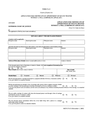 Ontario Estate Trustee Application Form