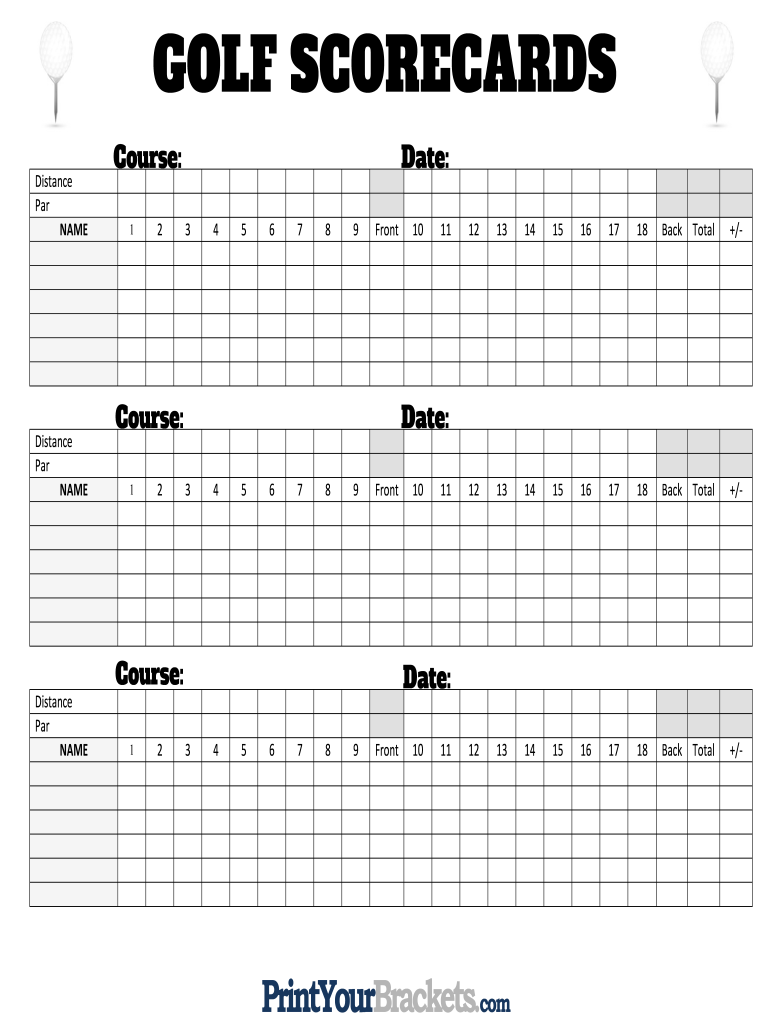 GOLF SCORECARDS Preview on Page 1