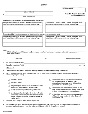 Ontario Parent's Consent to Adoption by Spouse