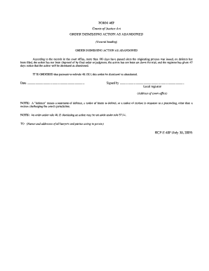 Order Dismissing Action as Abandoned