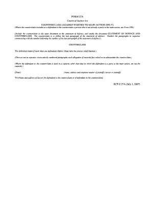 Counterclaim Form 27A