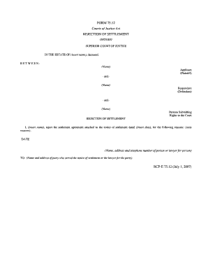 Rejection of Settlement Form
