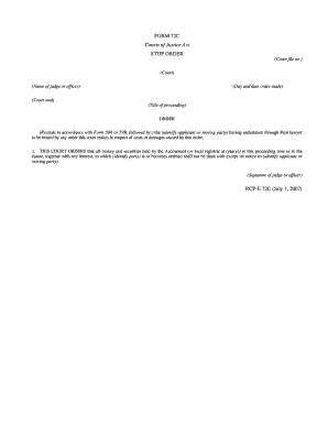 Courts of Justice Act Stop Order Form 72C