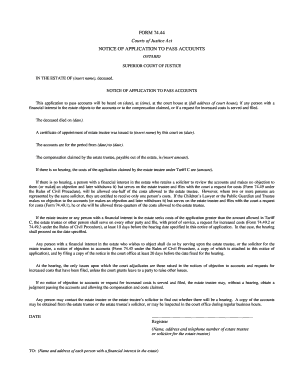Notice of Application to Pass Accounts