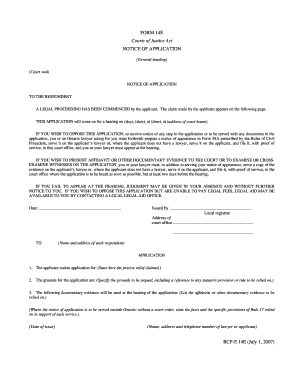 Notice of Application Form 14E