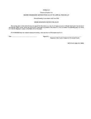 Order Dismissing Motion for Leave to Appeal for Delay