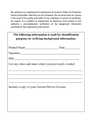Employment Background Check Authorization Form