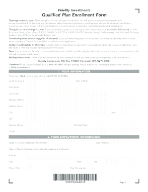 Fidelity Investments Qualified Plan Enrollment Form
