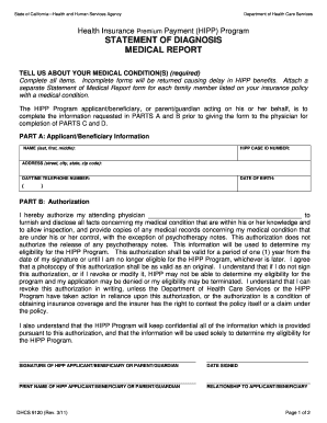 California HIPP Medical Report Form